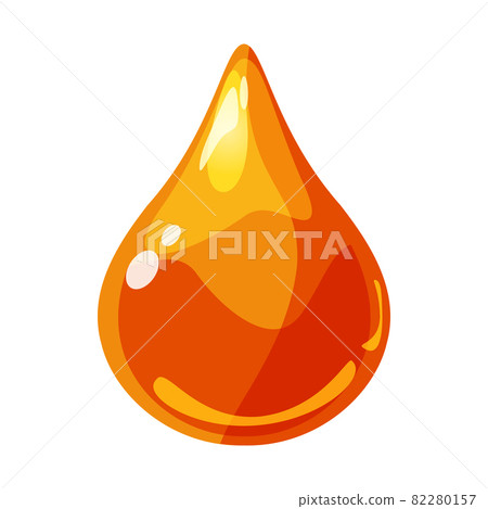 Drop orange shiny glossy colorful game asset. Aqua, jelly, crystal, glass drip, bubble shot elements. Cartoon vector GUI app 82280157