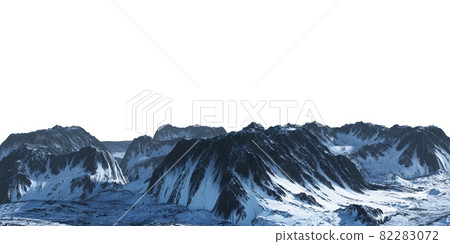 Snowy mountains Isolate on white background 3d illustration 82283072
