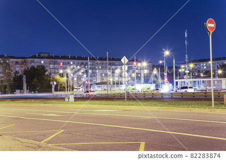 Traffic cars on one of the streets in Moscow (summer evening), Russia 82283874