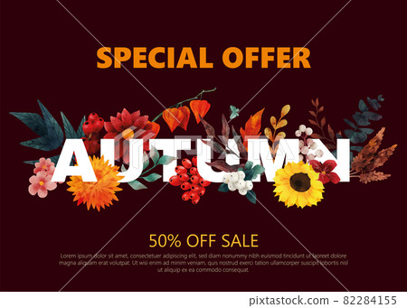Sale banner with fall elements, sale banner Sale banner with fall elements, sale banner 82284155