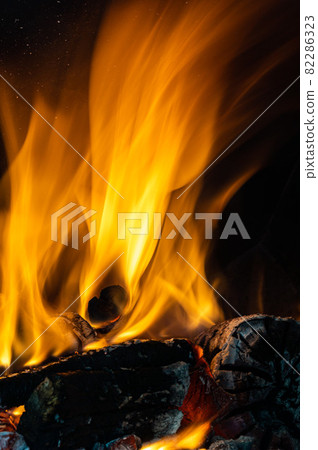 Fire Flames in a Oven 82286323