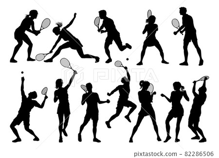Silhouette Tennis Players Sports People Set Silhouette Tennis Players Sports People Set 82286506