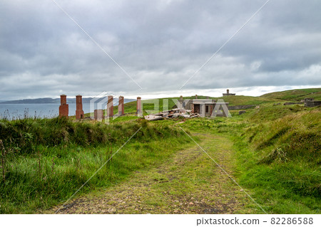 The ruins of Lenan Head fort at the north coast of County Donegal, Ireland. The ruins of Lenan Head fort at the north coast of County Donegal, Ireland. 82286588