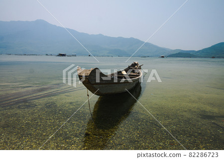 Scenic view of a peaceful early morning in Mui Ne Fishing Village, Phan Thiet City Vietnam 82286723