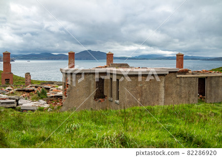 The ruins of Lenan Head fort at the north coast of County Donegal, Ireland. The ruins of Lenan Head fort at the north coast of County Donegal, Ireland. 82286920