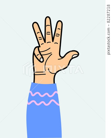 The hand gesture is a curved little finger. For use on textiles, packaging paper, souvenirs, printing, posters, postcards. The hand gesture is a curved little finger. For use on textiles, packaging paper, souvenirs, printing, posters, postcards. 82287218