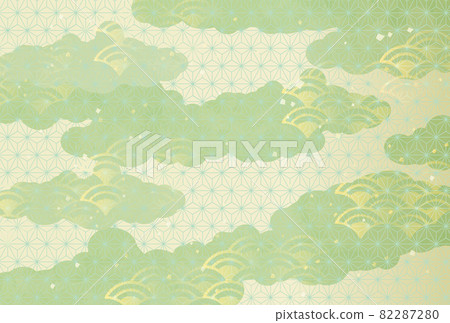 日本圖案背景圖黃綠色 日本圖案背景圖黃綠色 82287280
