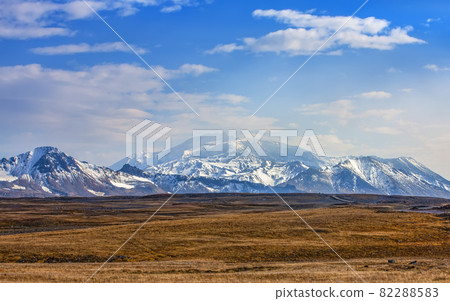 View of autumn mutnovsky volcano on the Kamchatka Peninsula 82288583