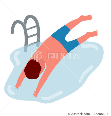 Man dives in water. Flat cartoon illustration.... - Stock Illustration ...