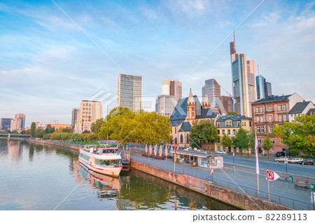 View of Frankfurt city skyline, Germany with blue sky 82289113