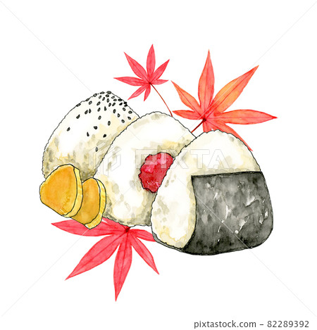 Onigiri Autumn holiday image [Hand-painted watercolor] 82289392
