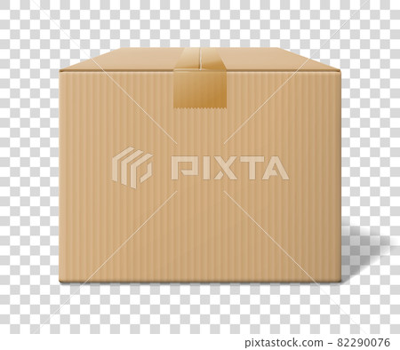 Realistic cardboard box, closed side view 82290076