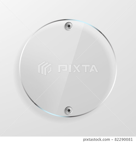 Transparent round glass plate with reflection and shadow 82290081