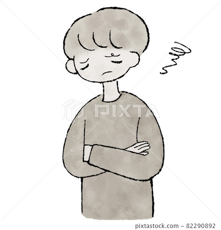 Brown who is worried about his arms - Stock Illustration [82290892] - PIXTA