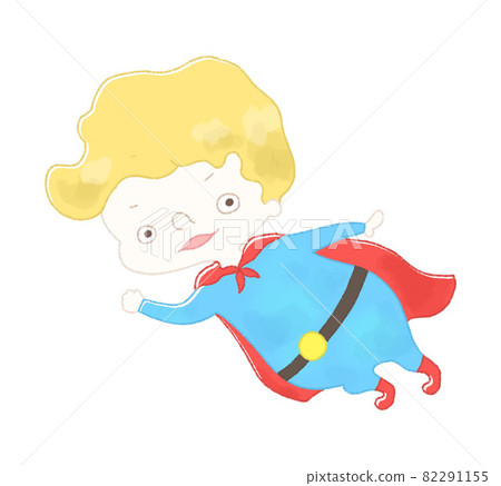 Hero flying in the sky and waving Hero flying in the sky and waving 82291155