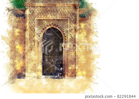 Moroccan style's door at the Mohammed V mausoleum in Rabat Morocco, Africa Moroccan style's door at the Mohammed V mausoleum in Rabat Morocco, Africa 82291844