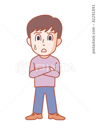Thinking 3 head and body young man illustration 82291891