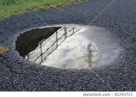 Puddle on paved road Puddle on paved road 82293721