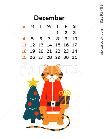 Bear calendar december 2022 in christmas tree Vector Image