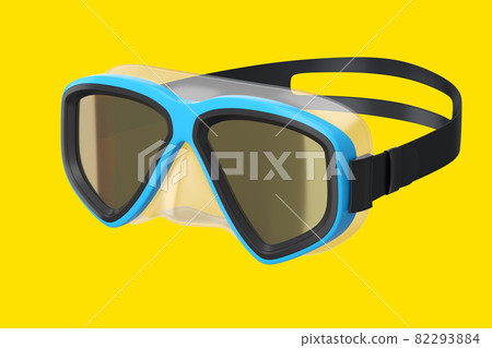 Blue diving mask isolated on a yellow background 82293884