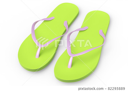 Beach green flip-flops or sandals isolated on white background. Beach green flip-flops or sandals isolated on white background. 82293889