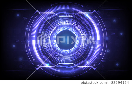 Futuristic Sci-Fi glowing HUD element. Abstract hi-tech background. Data computer of head-up display interface. Virtual reality technology innovation screen. Circle engineer hologram Futuristic Sci-Fi glowing HUD element. Abstract hi-tech background. Data computer of head-up display interface. Virtual reality technology innovation screen. Circle engineer hologram 82294134