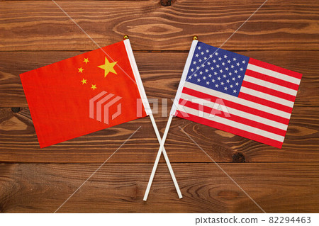 Flag of China and flag of USA crossed with each other. China vs USA Flag of China and flag of USA crossed with each other. China vs USA 82294463