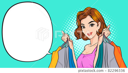 Beautiful woman holding shopping bags 82296336