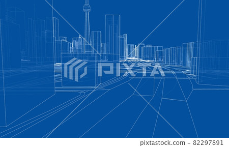 Vector 3d urban landscape. Buildings and roads - Stock Illustration ...