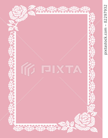 Lace ribbon and flower frame. Vector material. 82297932