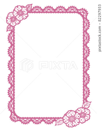 Lace ribbon and flower frame. Vector material. 82297933