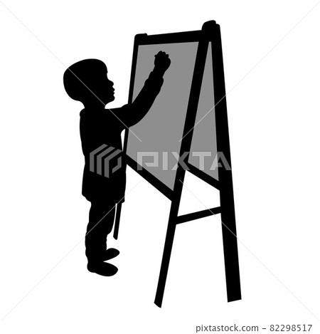 a boy writing on board, silhouette vector 82298517