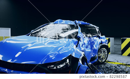 Destroyed car, crash test. 3d renderng. - Stock Illustration [82298587] -  PIXTA