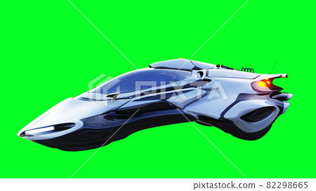 Futuristic sci fi flying car, ship. green screen isolate. 3d rendering. Futuristic sci fi flying car, ship. green screen isolate. 3d rendering. 82298665
