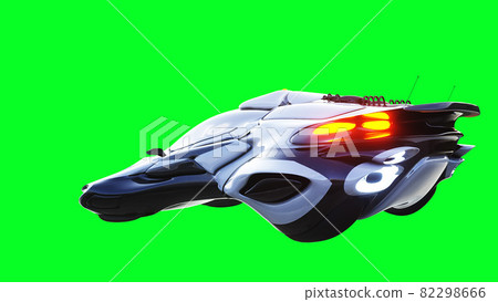 Futuristic sci fi flying car, ship. green screen isolate. 3d rendering. Futuristic sci fi flying car, ship. green screen isolate. 3d rendering. 82298666