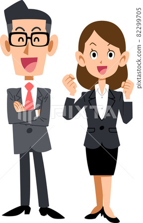 微笑的商人和女商人 82299705