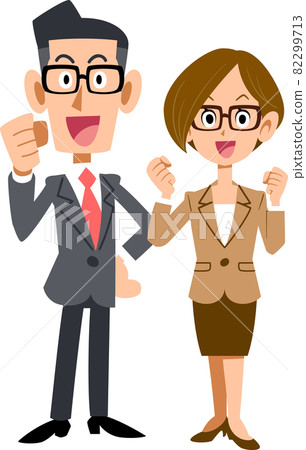 勇敢地微笑著擺姿勢的商人和女企業家 82299713