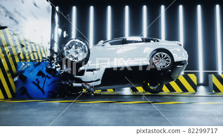 Generic 3d car crash test. Car destruction. 3d rendering. 82299717