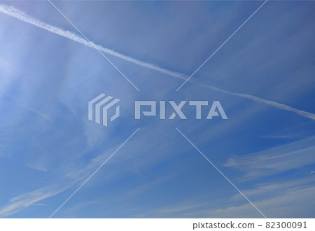 Blue sky and airplane cloud Blue sky and airplane cloud 82300091