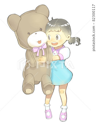 一個拿著毛絨熊的女孩 一個拿著毛絨熊的女孩 82300117