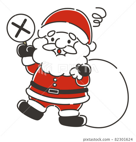 Illustration of Santa Claus in trouble with a cross-shaped tag Illustration of Santa Claus in trouble with a cross-shaped tag 82301624