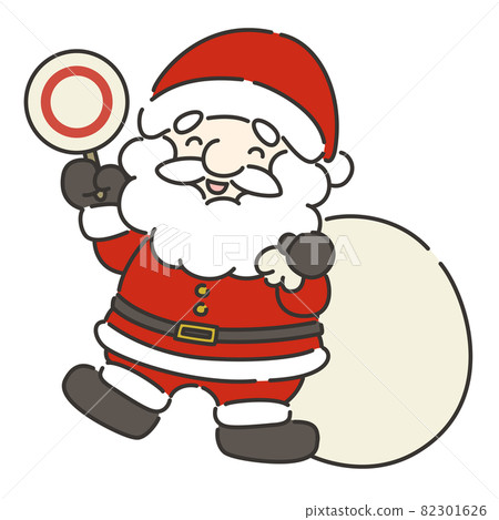 Illustration of Santa Claus holding a circle and smiling Illustration of Santa Claus holding a circle and smiling 82301626