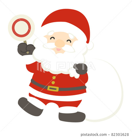 Illustration of Santa Claus holding a circle and smiling Illustration of Santa Claus holding a circle and smiling 82301628