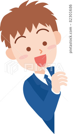 A male student glancing at his face from the left side 82301686