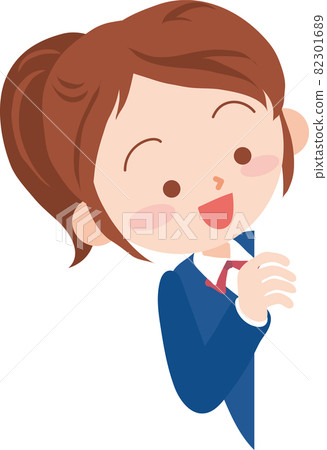 A female student glancing at her face from the left side 82301689