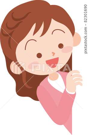 A woman who glances at her face from the left side A woman who glances at her face from the left side 82301690