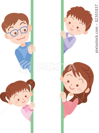 Four family members look anxiously from both sides Four family members look anxiously from both sides 82301837