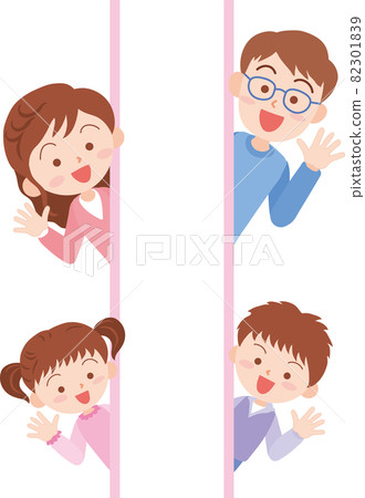 Four family members look anxiously from both sides Four family members look anxiously from both sides 82301839