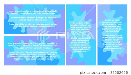 Set of four blue vertical and horizontal backgrounds. Gentle blue abstract background consisting of rounded spots overlapping each other. Marine summer design for social network. Copy space.Stock art Set of four blue vertical and horizontal backgrounds. Gentle blue abstract background consisting of rounded spots overlapping each other. Marine summer design for social network. Copy space.Stock art 82302626
