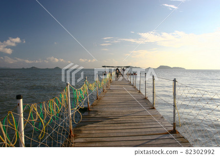 a Pontoon jetty across the water at Lung Kwu Tan a Pontoon jetty across the water at Lung Kwu Tan 82302992